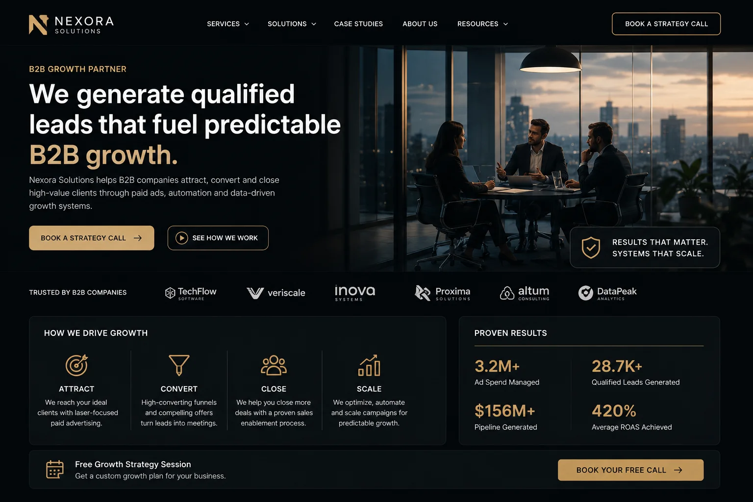 NEXORA desktop website tour